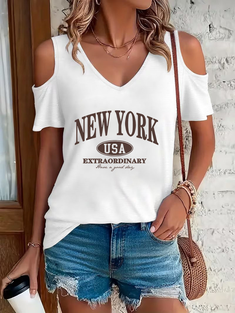 High Street Fashion New York - Fashion New York Letter Print T-shirt