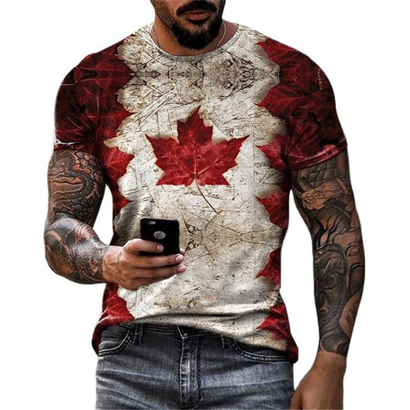 Retro Canada Flag T-shirt 3D P - đánh giá và giá Street Fashion Canada