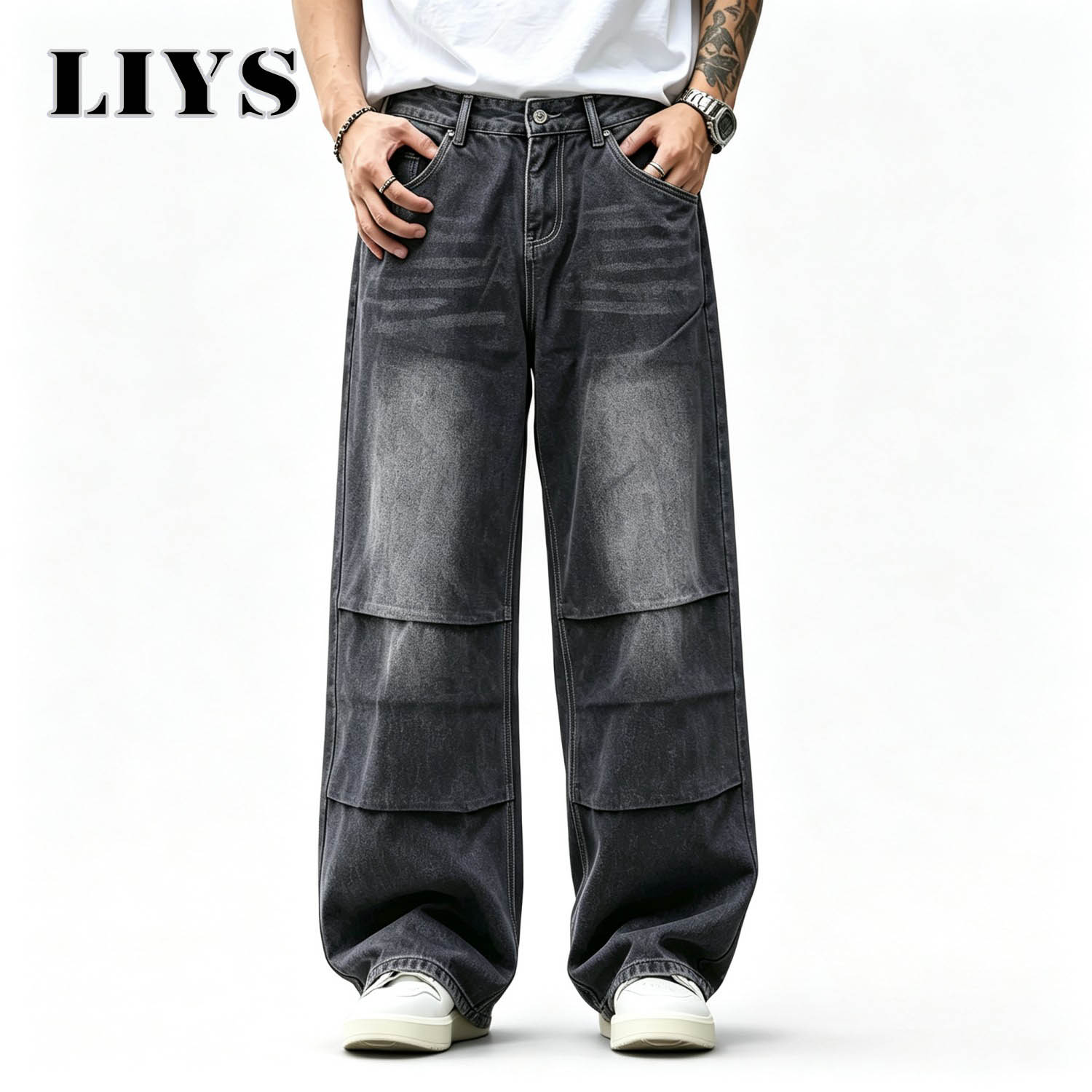 Men Y2K Baggy Wide Leg Jeans V - đánh giá và giá Street Fashion Jeans Men