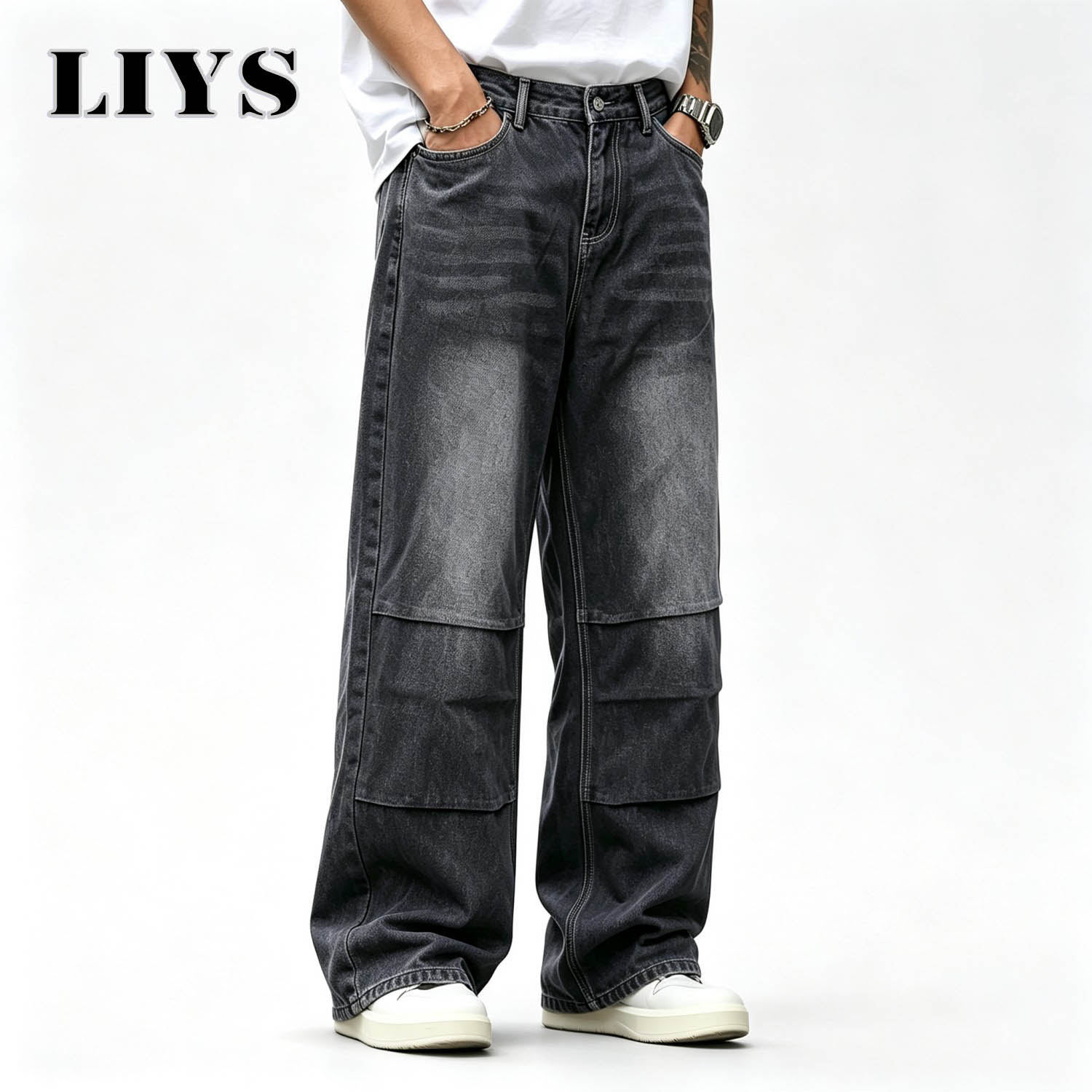 Men Y2K Baggy Wide Leg Jeans V - đánh giá và giá Street Fashion Jeans Men