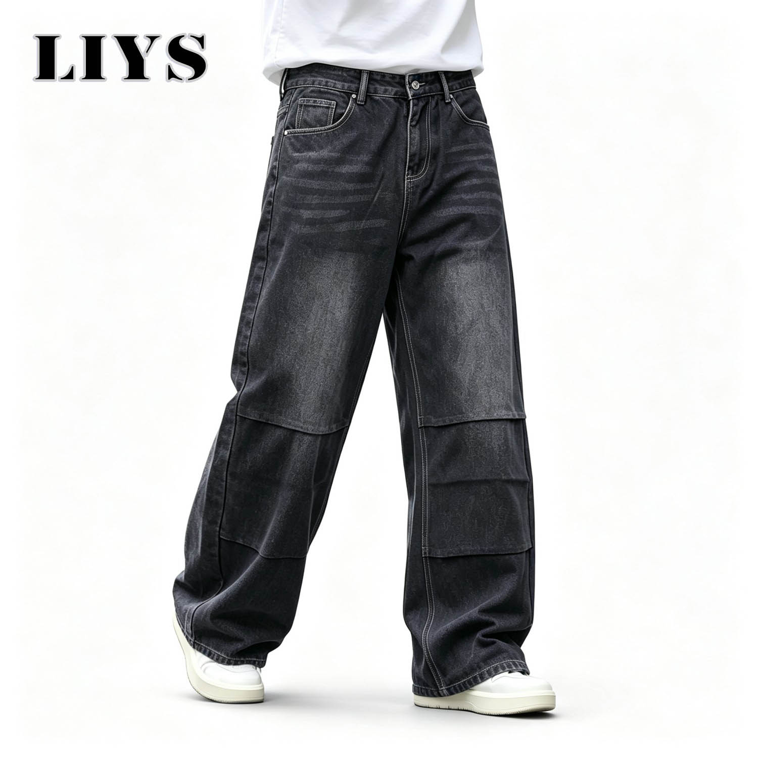 Men Y2K Baggy Wide Leg Jeans V - đánh giá và giá Street Fashion Jeans Men
