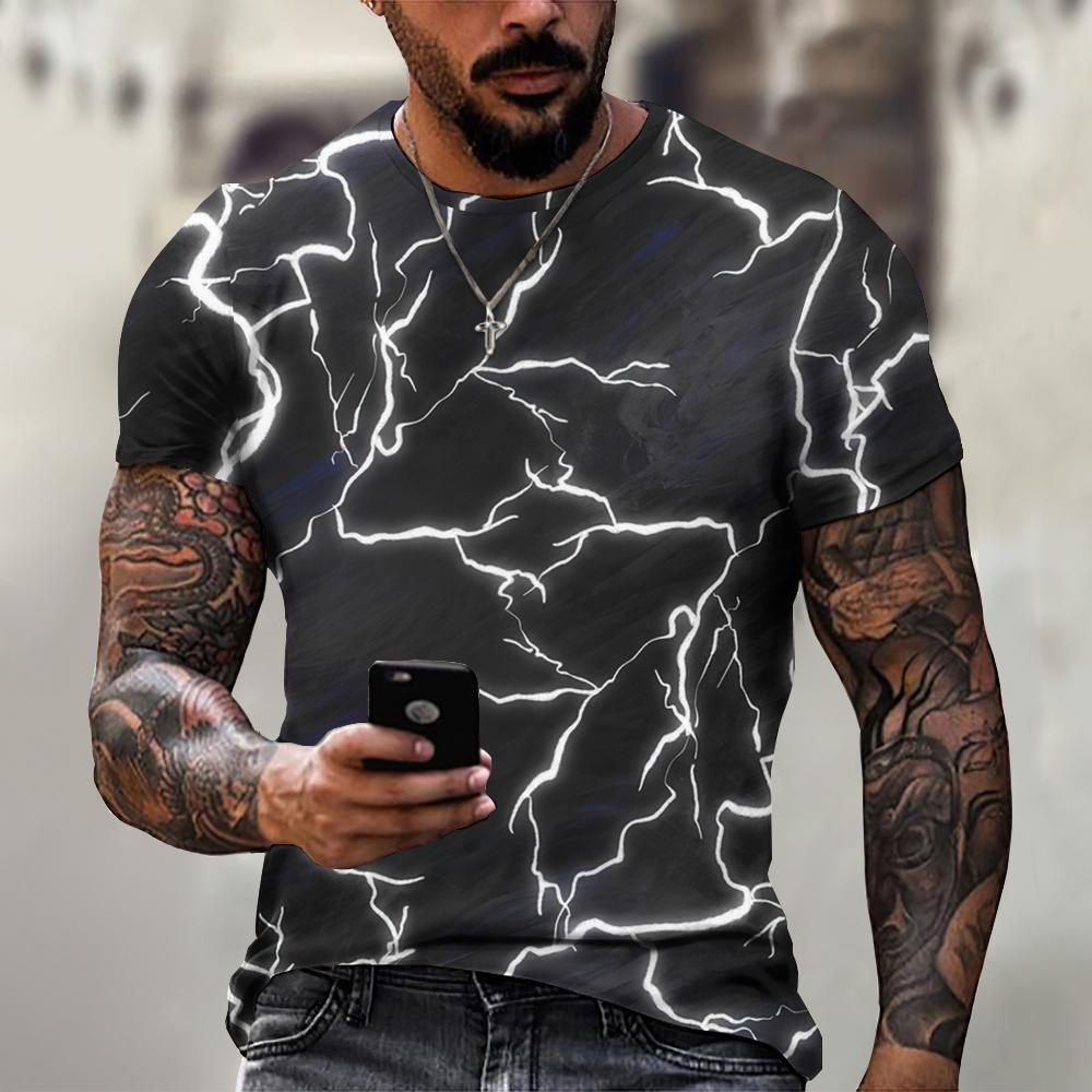 Lightning Graphic Men's T-Shir - đánh giá và giá Street Fashion Style Male