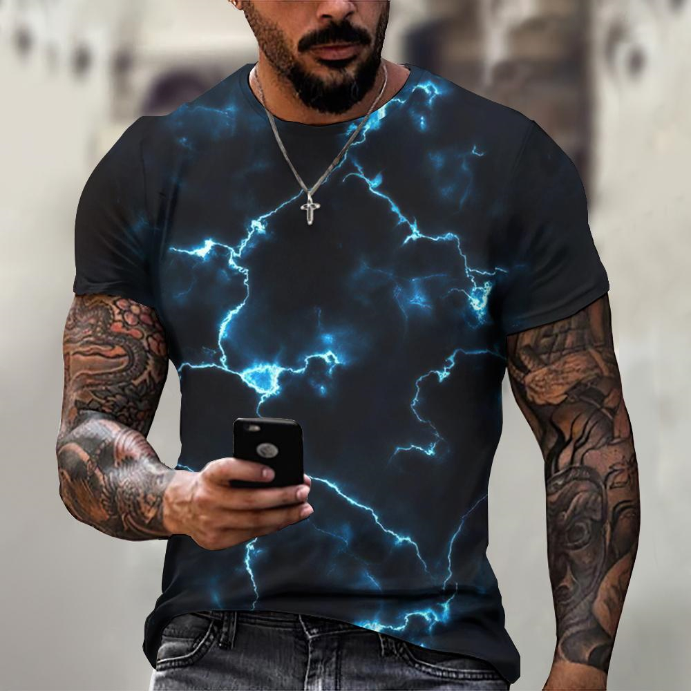 Lightning Graphic Men's T-Shir - đánh giá và giá Street Fashion Style Male