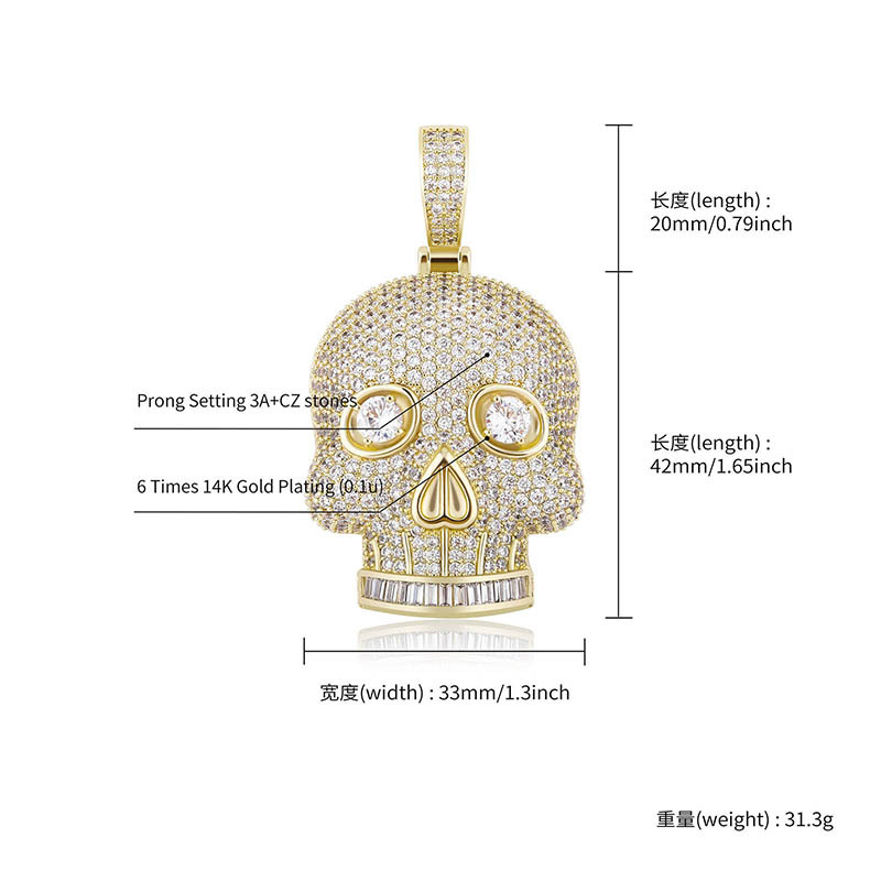 Iced Out Skull Pendant Necklac - đánh giá và giá Fashion Street Singapore