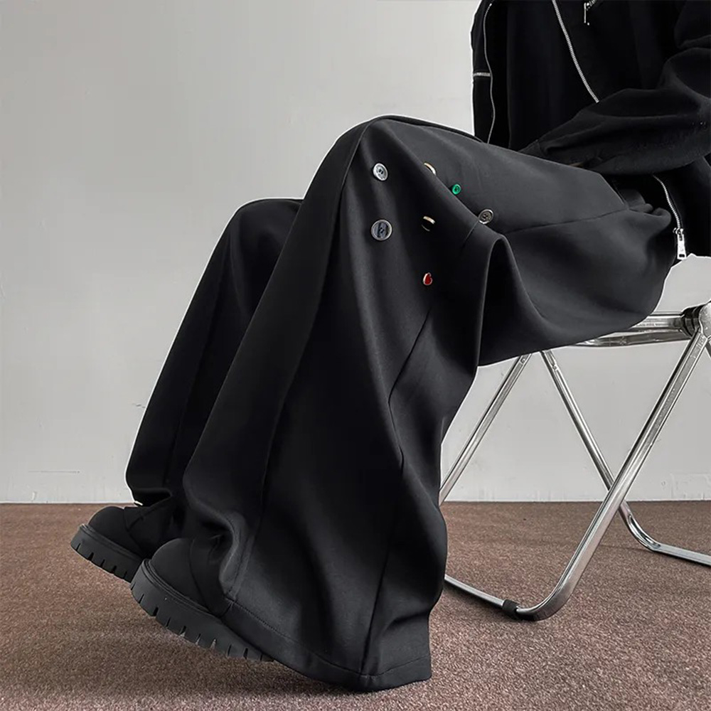 Mens Trousers Button Decoratio - đánh giá và giá Street Fashion Men 2025