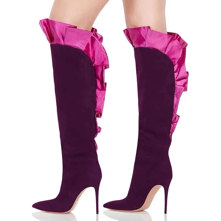 Suede Ruffles Pleated Pointed  - đánh giá và giá Street Fashion Designers